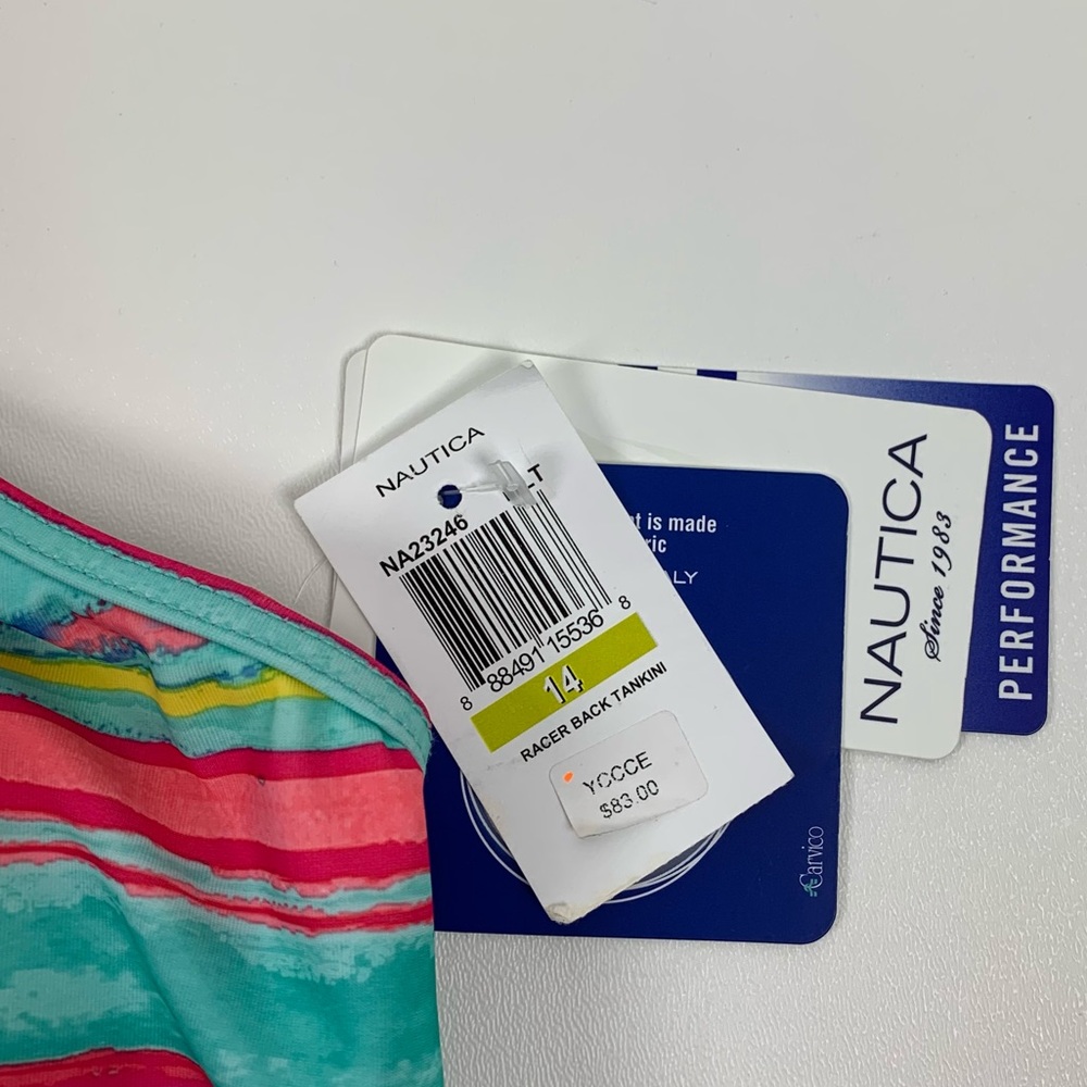 Nautica Tankini Racer Back Multi-Color Size 14 - Picture 6 of 10